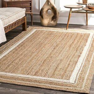 Rectangle 100% Natural Living Room Area Rug Jute Rug Hand Braided Carpet