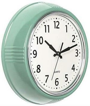 Bernhard Products Retro Wall Clock 9.5 Inch Green Kitchen  Assorted Colors