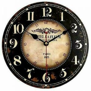אביב לייף סטייל שעונים 12 inch Round Black Paris Decorative Wall Clock With Big Arab Numerals Round