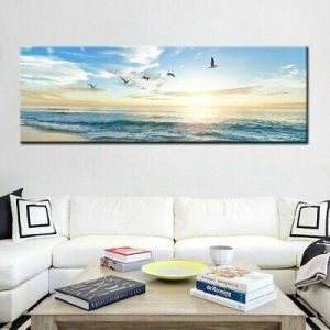 Natural Sea Beach Flying Birds Landscape Posters Prints Canvas Painting Wall Art