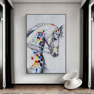 אביב לייף סטייל תמונות לסלון Modern Horses Canvas Painting Canvas Wall Art Animal Graffiti Art Poster Picture