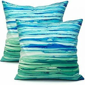 אביב לייף סטייל כריות נוי Whim-Wham Teal Throw Pillows for Couch Abstract Blue Green Decorative Throw P...