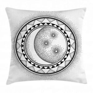 Half Moon Throw Pillow Case Magic Sun Stars Night Square Cushion Cover 18 Inches