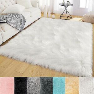 Faux Fur Sheepskin area Rug Non-Skid Furry Carpet for Living Room in Many Colors