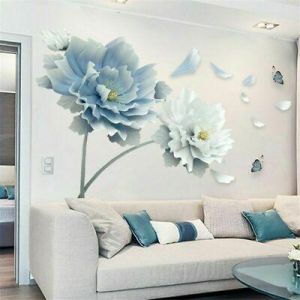Removable Flower Lotus Butterfly Wall Stickers 3D Wall Art Decals Home Decor