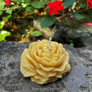 Peony Flower Beeswax Candle / All Natural Bees Wax / Floral / Garden / Cute Gift