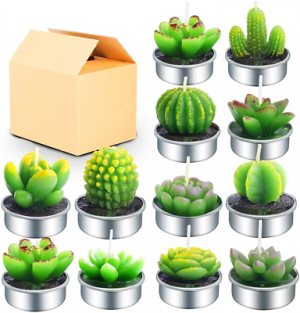 Outee 12 Pcs Cactus Tealight Candles Handmade Delicate Succulent Cactus...