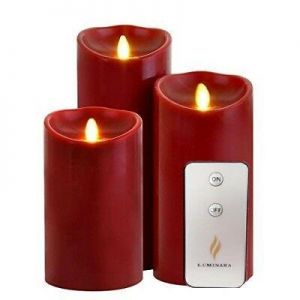 Luminara Moving Flame Flickering Pilllar LED Red Candles with Timer