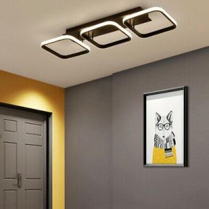 Black Aisle Ceiling Lights Modern LED Chandelier Lighting Fixtures Rectangle