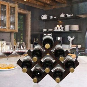 8 Bottle Wine Storage Rack Holder Brown Bar Cabinet Kitchen Wine Display Stand