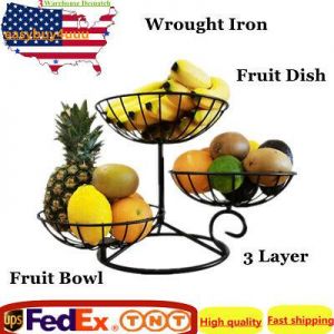 3-tier Fruit Basket Vegetable Bowl Holder Kitchen Decor Organizer Storage Rack