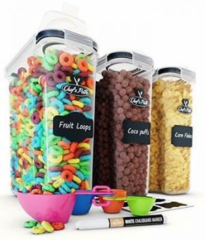 Airtight Storage Containers BPA-Free Dry Food Cereal Dispenser With Durable Lids