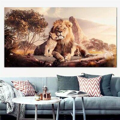 אביב לייף סטייל תמונות לסלון Lion & Baby Jungle Modern Canvas Wall Art Poster Living Room Home Decor Animal